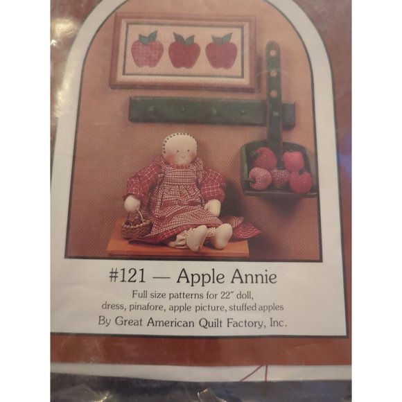 1986 Dream Spinners #121 Apple Annie 22" Doll Clothes/Picture Pattern Read - Picture 2 of 4